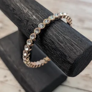 Vintage Bracelet / Bangle - Rose Gold Tone & Clear Gems thumbnail 1