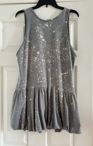 FP Movement by Free People Gray Tank dress with Cream Splatter Bubble Hem thumbnail 1