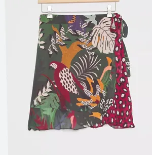 Farm Rio Mixed Prints Belen Wrap Mini Skirt, Size XS thumbnail 2