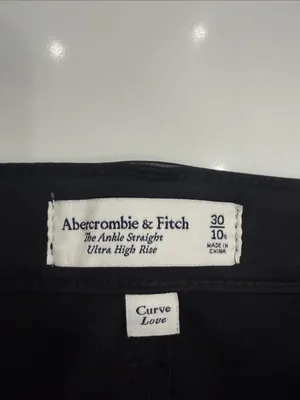 Abercrombie & Fitch Black Straight-Leg Jeans with Faux-Leather Trim thumbnail 2
