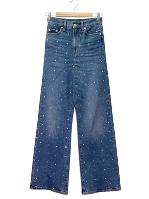 Maje Studded Wide Leg Jeans US Size 2 Medium Wash Blue High Rise Denim thumbnail 2