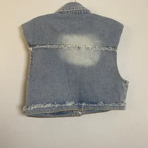 POL Asymmetrical Denim Vest Medium Boho Coastal‎ Cowgirl Western Jean Festival thumbnail 2