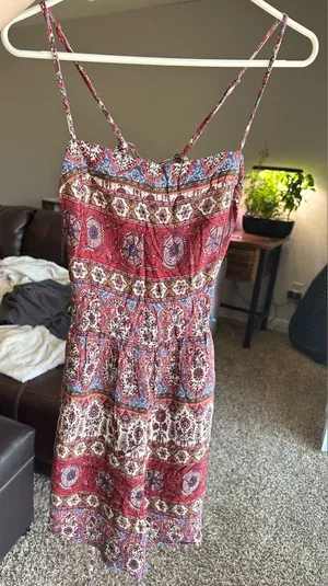 American Eagle Outfitters Red and Blue Patterned Romper thumbnail 1