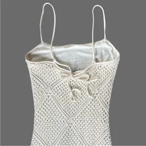 EUC Abercrombie & Fitch Crochet Fringed Dress Cream Size Small thumbnail 7
