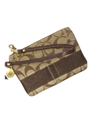 Coach ❃ Signature Monogram Jacquard Wristlet Clutch Bag ❃ Leather Trim ❃ Khaki ❃ thumbnail 13