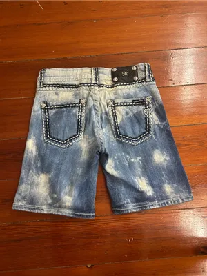 Miss Me Y2K Embellished Denim Bermuda Shorts Sz 25 Western Distressed 👽🧡 thumbnail 9