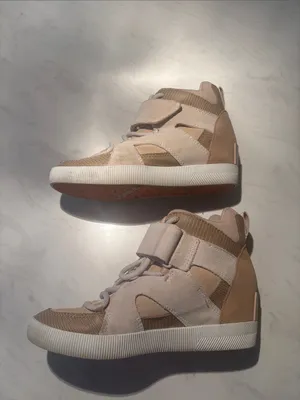 Sorel Beige High-Top Bootie Sneakers with Strap thumbnail 3
