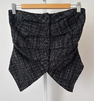 Commense S‎ Black Tweed Strapless Corset Top Ruched Preppy Whimsigoth Acedemia thumbnail 1