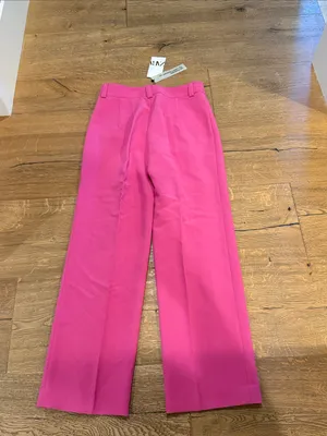 Zara the francoise Hot Pink Straight-Leg Trousers medium NWT thumbnail 3