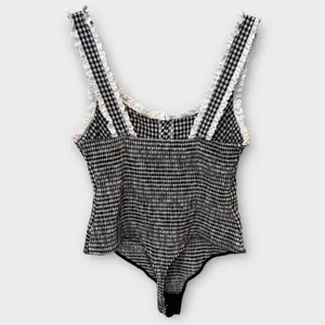 NEW Free People Cassie Gingham Ruffle Bodysuit Size Large thumbnail 7