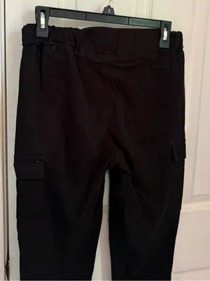 Tinseltown Black Jogger Style Cargo Pants with  Drawstring Waist thumbnail 3