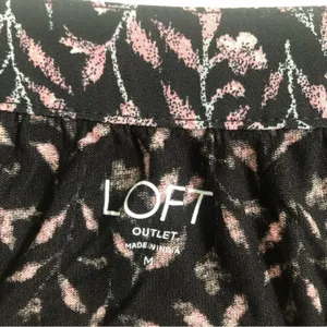 Ann Taylor Loft Floral Square Neck Long Sleeve Lightweight Blouse Top Medium thumbnail 5