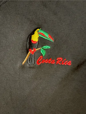 White Stag Black V-Neck Tee with Colorful Toucan Embroidery thumbnail 3