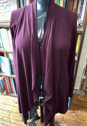 White House Black Market plum drape S long cardigan thumbnail 1