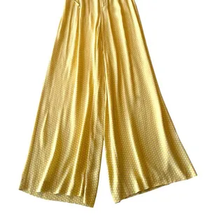 Zara Yellow Polka Dot Palazzo Pants thumbnail 4