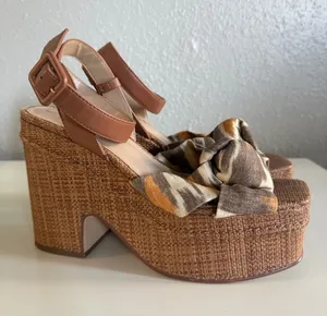 Sam Edelman Theresa Leather Platform Sandal Heels Multi Color Knot Size 8 thumbnail 1