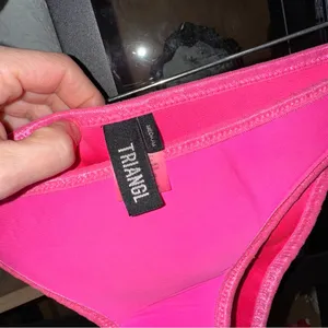 Triangl bikini bottoms neon pink barbie cheeky low rise high leg scuba swimsuit thumbnail 3