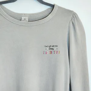 Teacher Graphic Sweatshirt Taupe “Can’t Talk Right Now Doing Teacher Stuff” Sz M thumbnail 2