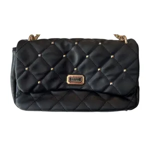 Badgley Mischka Black Quilted Purse Shoulder Bag Gold Chain Pockets Everyday thumbnail 4