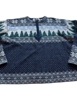 Paris Sport Club Shetland Wool Fair Isle Quarter Zip Sweater Small Nordic Knit thumbnail 6