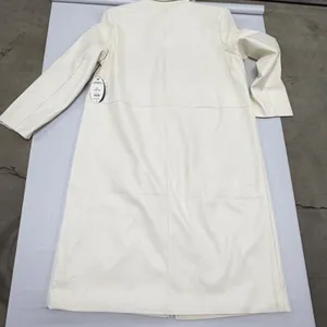 Scoop Faux Leather Trench Coat Cream Off White Longline Button Jacket L DIRTY thumbnail 8