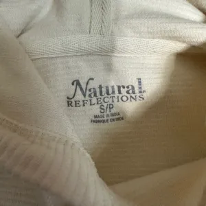 Natural Reflections Cream Ribbed Pullover Smocked Tie Hem Hooded Sweatshirt thumbnail 7