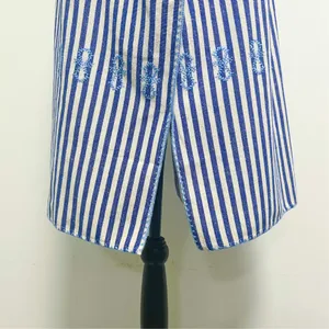 Tuckernuck Ivory Blue Stripe Mini Sullivan Embroidered Canvas Caftan Tunic Small thumbnail 5