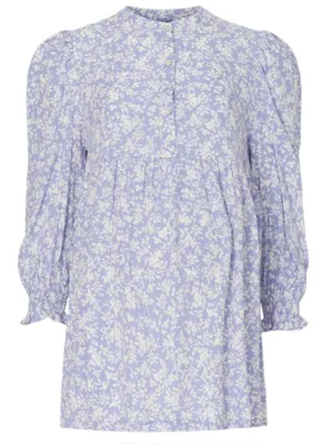 Isabella Oliver Marlene Maternity Blouse Periwinkle Blue Floral Tunic Sz 1 US 4 thumbnail 5