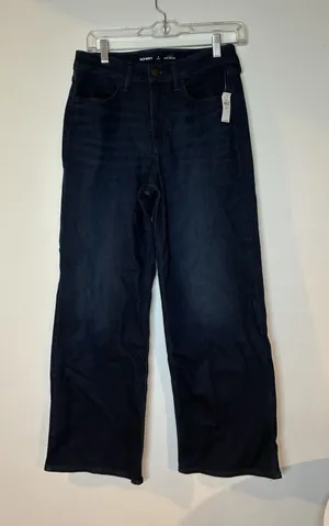 dark wash high-waisted Wow wide-leg jeans Short Size 6 Old Navy thumbnail 1