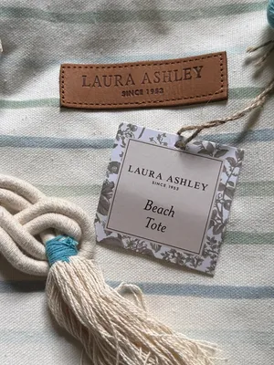 Laura Ashley Blue Striped Canvas Tote with Rope Handles thumbnail 2