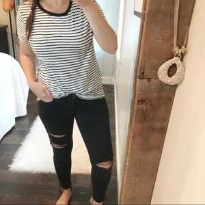 Old Navy boyfriend small striped T-shirt w/pocket thumbnail 2