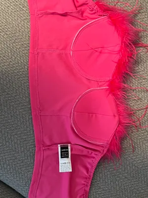 SHEIN Hot Pink Feather Top (w/ built in bra) Size M thumbnail 3