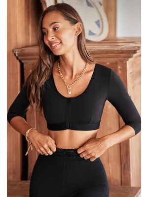 NWT Cupshe Black Zip-Up Shapewear Bralette - Size: Large thumbnail 9