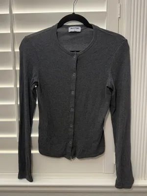 REVOLVE LNA Gabriella Ribbed Snap Henley Dark Heather Grey Size Small thumbnail 5