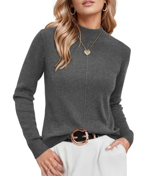 Arach Cloz Cozy Cloud Minimalist Mock Neck Knit Sweater Charcoal Gray Small‎ NWT thumbnail 1