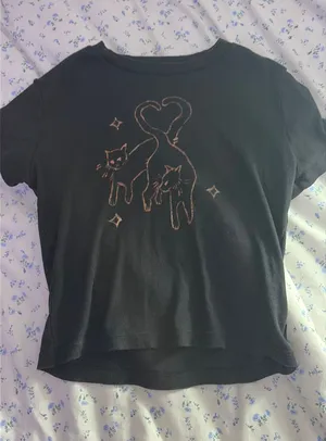 Bleach dye slightly cropped tee Black thumbnail 1