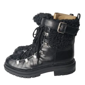 Circus by Sam Edelman Combat Boots Womens 7 Black Faux Leather Shearling Gretchen thumbnail 5