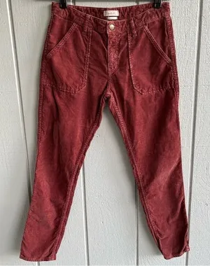 BA&SH Corduroy Maroon‎ Pants Sally Boyfriend Tapered Leg Size 26 thumbnail 1