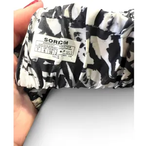 Sorel 7 women Roaming Two Strap Slide Sandals black white graphic print comfort thumbnail 5