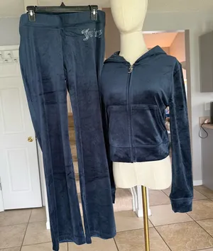 Juicy Couture Women's Navy Velour tracksuit size medium thumbnail 1