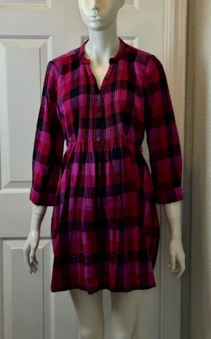 Victoria’s Secret PINK 100% Cotton Y2K Red/Black Plaid Shirt S Large F2 thumbnail 1
