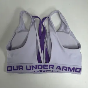 Under Armour Large Sports Bra Crossback Mid-Impact Purple 1390377 Gym Workout thumbnail 3