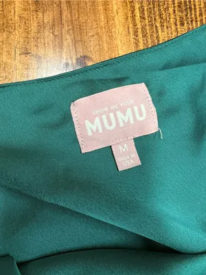 Show Me Your Mumu Jodie Emerald Luxe Green Satin One Shoulder Maxi Dress Medium thumbnail 6