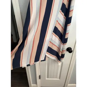 Luxology Striped Faux Wrap Midi Dress Womens Large Navy Peach Flutter Sleeve EPC thumbnail 3
