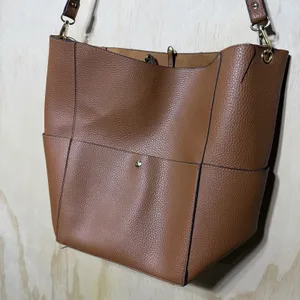 Remi Reid Brown Leather Tote Bag‎ Shoulder Handbag Large Pebbled Boho thumbnail 2