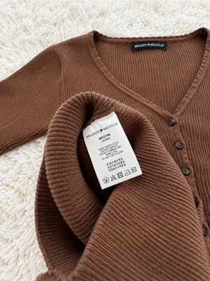 Rare Y2K Brandy Melville Collin Ribbed Cardigan – Brown thumbnail 7