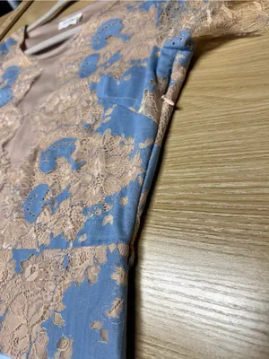 Storia Blue & Beige Floral Lace Illusion Mini Dress Size M thumbnail 8