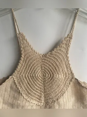 H&M cream woven crochet tank top boho western beach summer small thumbnail 3