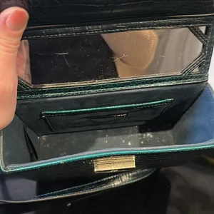 Emerald green crocodile embossed leather handbag thumbnail 7