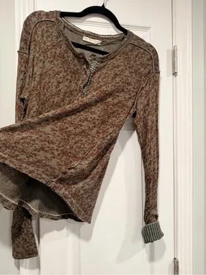 NWOT Free People We The Free Size S Floral Stripe Henley Top Long Sleeve Boho thumbnail 7